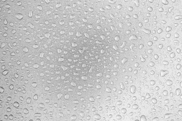 Gotas Agua Sobre Fondo Gris Cubiertas Con Gotitas Agua Burbujas — Foto de Stock