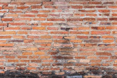 Old broken wall background with bricks.
