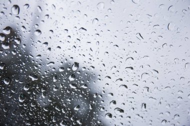 Raindrops on the background glass.