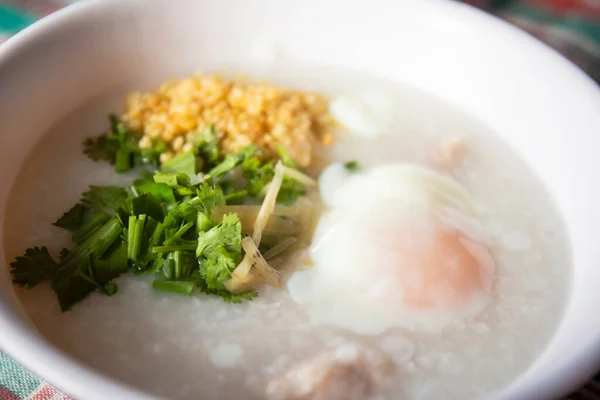 Rice Porridge Boil Pork Egg Thai Food — ストック写真