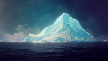 Buzdan dağ soyut arkaplan vektörü illüstrasyonunu kavra. Midney Journey AI ile üretilen klasik sanat tasarımı.