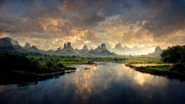 Midney Journey AI ile üretilen güzel doğa soyut arkaplan vektör illüstrasyonunu kavrayın..