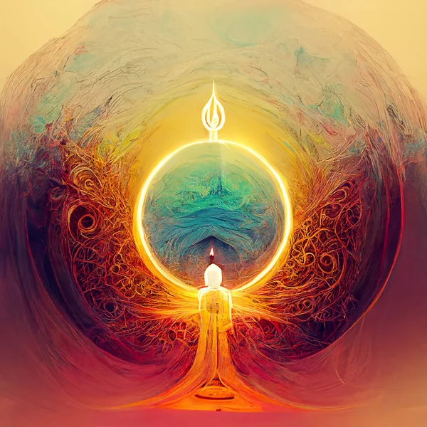 Concept faith,spirituality, religion, power colorful abstract background vector illustration.vintage style art design produced with MidJourney AI.