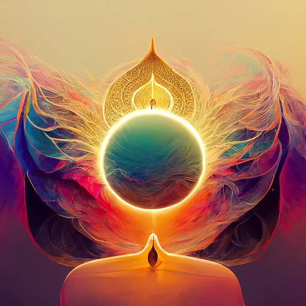 Concept faith,spirituality, religion, power colorful abstract background vector illustration.vintage style art design produced with MidJourney AI.