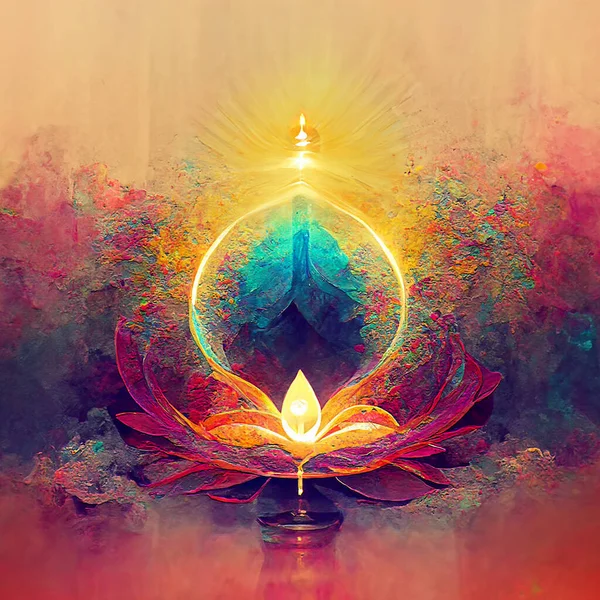 Concept spirituality, religion, power colorful abstract background vector illustration.vintage style art design produced with MidJourney AI.
