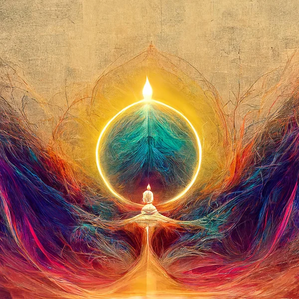 Concept faith,spirituality, religion, power colorful abstract background vector illustration.vintage style art design produced with MidJourney AI.