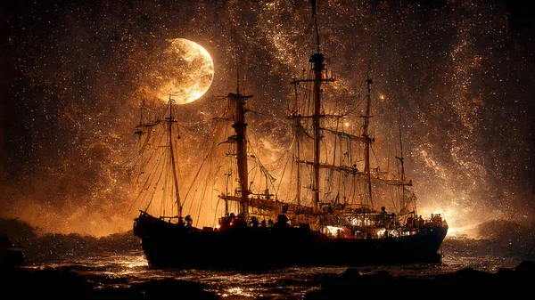 Концепция Пиратского Корабля Красочные Абстрактные Векторные Иллюстрации Фона — стоковое фото