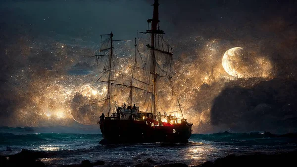 Концепция Пиратского Корабля Красочные Абстрактные Векторные Иллюстрации Фона — стоковое фото