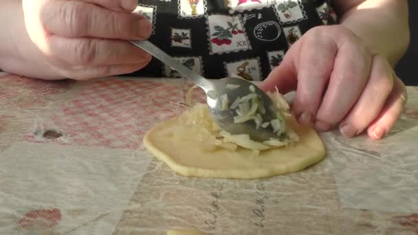 Chef Prepara Los Pasteles Col — Vídeo de stock