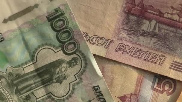 Rosyjski Pieniądz Papierowy Różnych Denominacji — Wideo stockowe