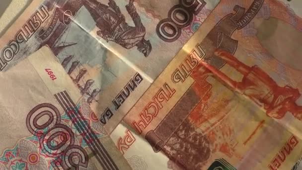 Russisches Papiergeld Verschiedener Stückelungen — Stockvideo