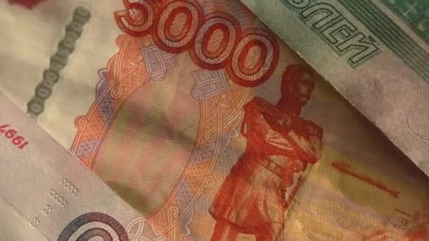 Ρωσικά Χαρτονομίσματα Διαφόρων Ονομαστικών Αξιών — Αρχείο Βίντεο