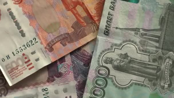 Papírové Bankovky Ruské Banky Zblízka — Stock video
