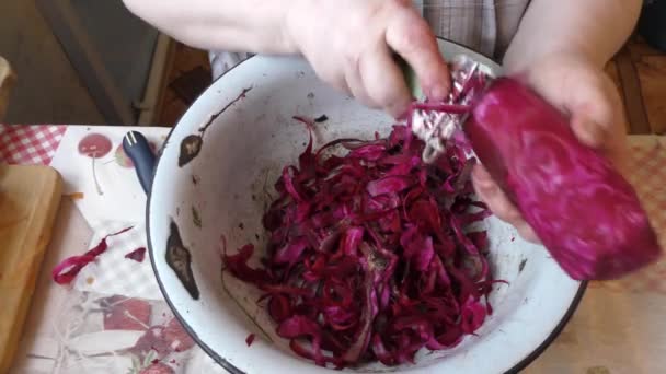 Chef Peels Beets Knife — Stock Video