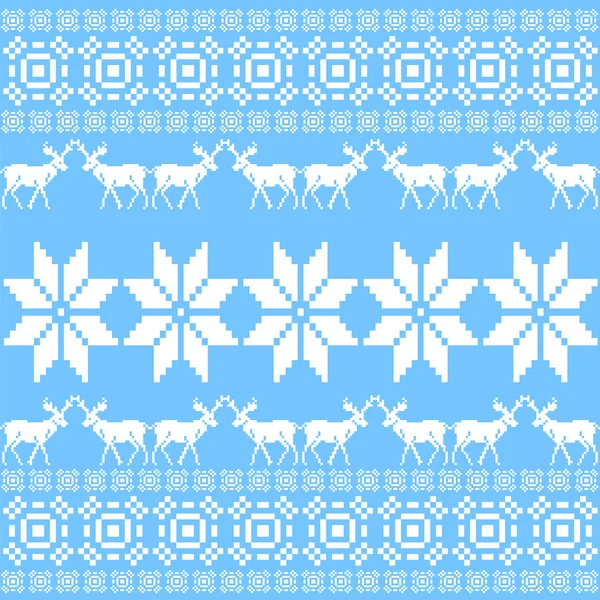 Christmas ornament patroon, blauwe noordse stijl — Stockvector