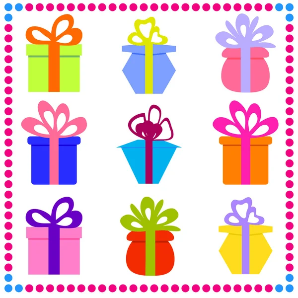 Set di scatole regalo colorate — Vettoriale Stock