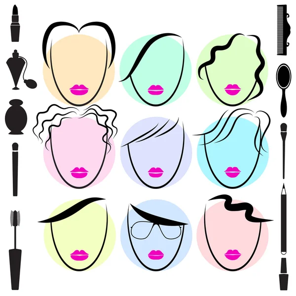 Fashion. Different type of hair style — Stock Vector