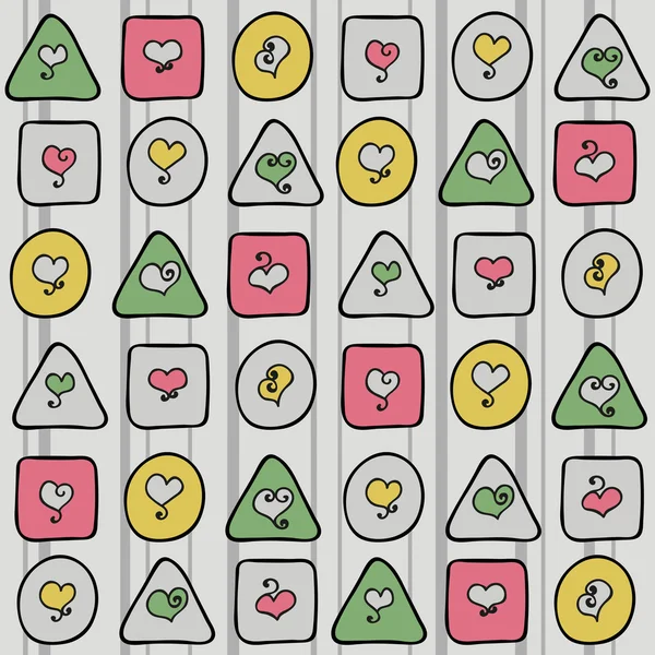 Naadloze patroon met hart en met geometrische vormen — Stockvector