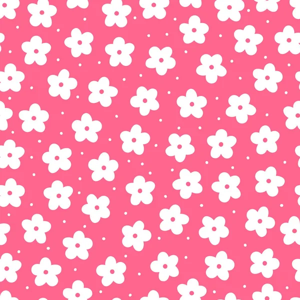 可愛い花のシームレスパターン 手描きの花 包装紙 布のためのトレンディな庭の印刷テクスチャ ベクターイラスト — ストックベクタ