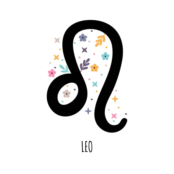 Leo Zodiac Sign Astrological Horoscope Signs White Background Stylized Symbol — Stock Vector