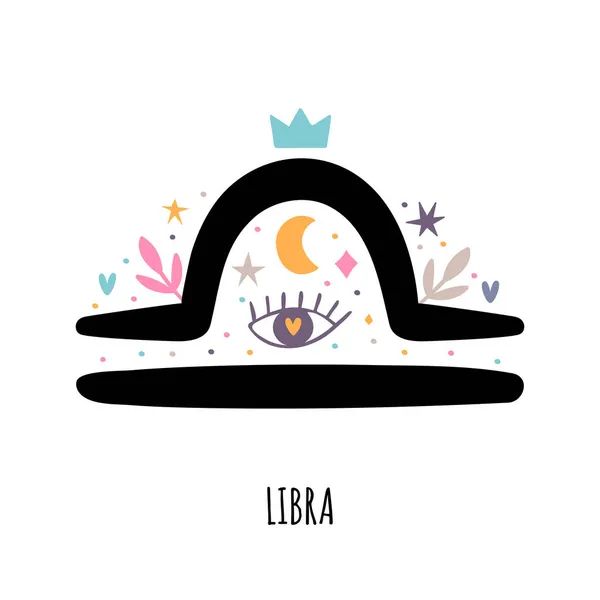 Libra Zodiac Sign Astrological Horoscope Signs White Background Stylized Symbol — Stock Vector