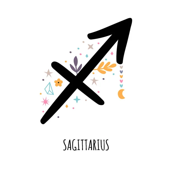 Sagittarius Zodiac Sign Astrological Horoscope Signs White Background Stylized Symbol — Stock Vector