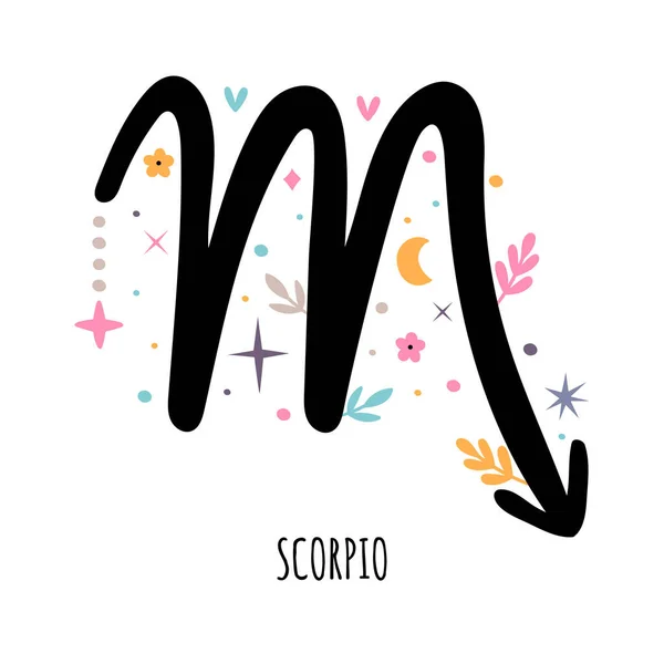 Scorpio Zodiac Sign Astrological Horoscope Signs White Background Stylized Symbol — Stock Vector