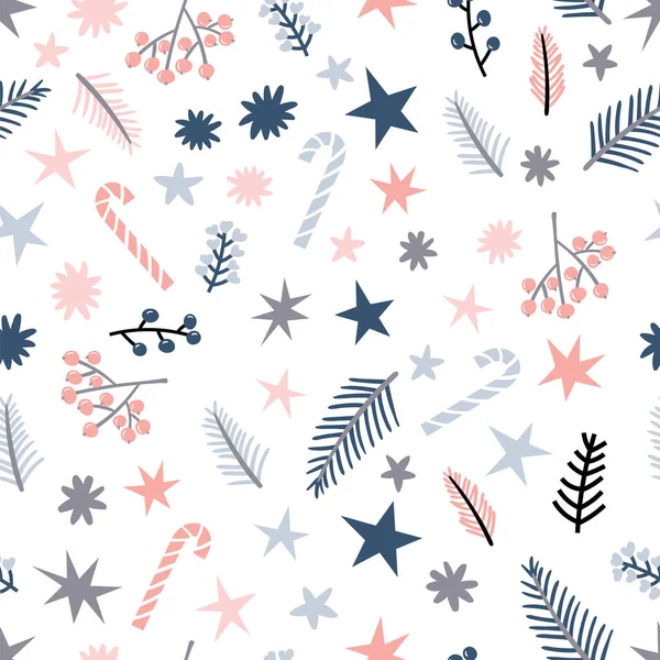Patrón Sin Costuras Navidad Con Estrellas Feliz Año Nuevo Decoración — Vector de stock