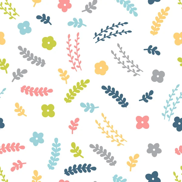 Floral Seamless Pattern Hand Drawn Flowers Scandinavian Style Doodle Flower — Vettoriale Stock