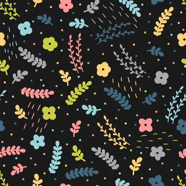 Florales Nahtloses Muster Mit Handgezeichneten Blumen Skandinavischer Stil Doodle Elemente — Stockvektor