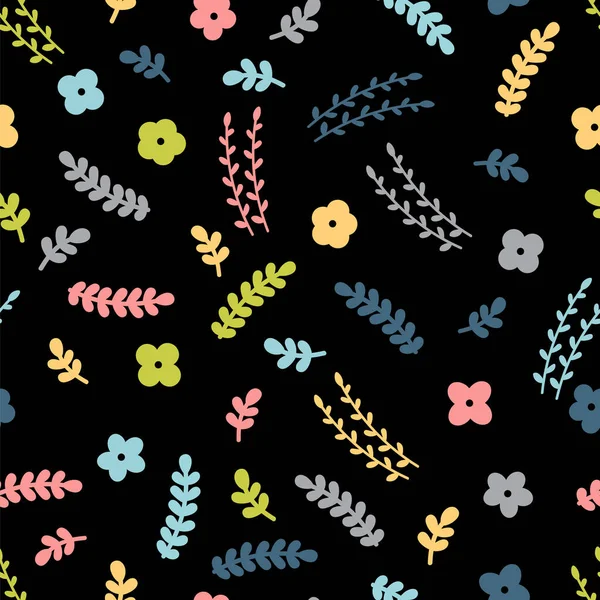 Florales Nahtloses Muster Mit Handgezeichneten Blumen Skandinavischer Stil Gekritzelte Blumen — Stockvektor