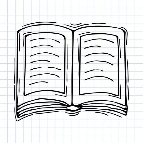 Livro Desenhado Mão Caderno Ícone Esboço Estilo Esboço Verifiquei Antecedentes — Vetor de Stock