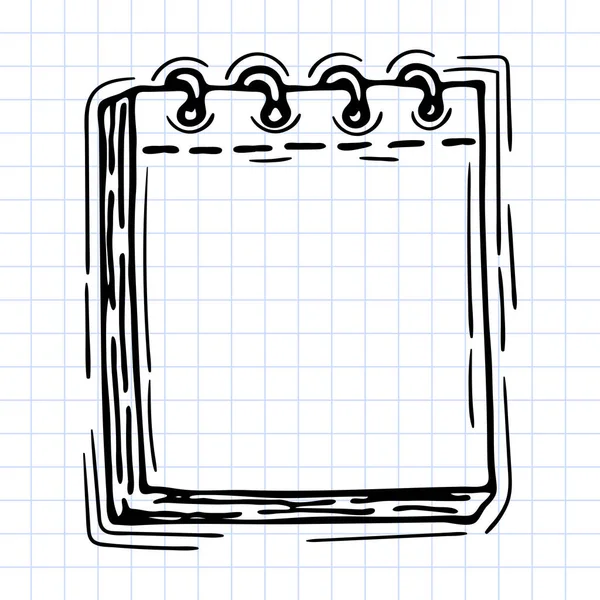 Handgezeichneter Notizblock Blatt Oder Kalender Umrisssymbol Skizzenstil Karo Hintergrund Vektorillustration — Stockvektor