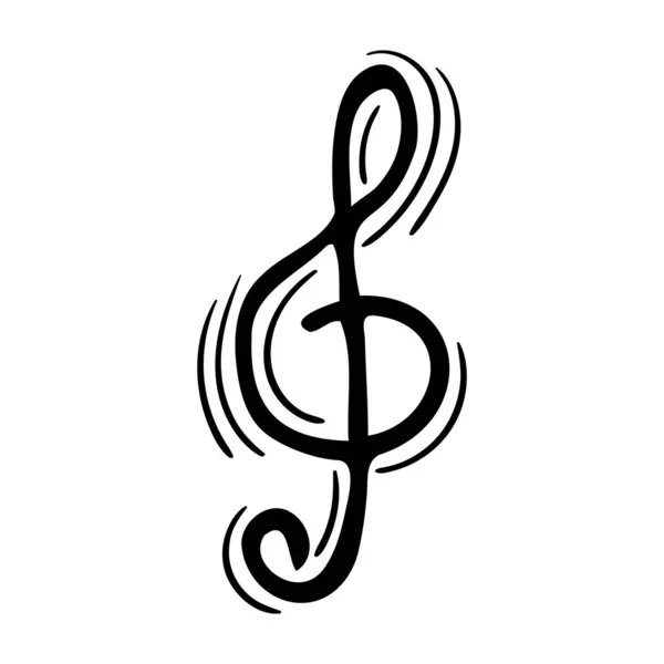 Icône Clé Musicale Dessinée Main Isolée Sur Fond Blanc Musique — Image vectorielle
