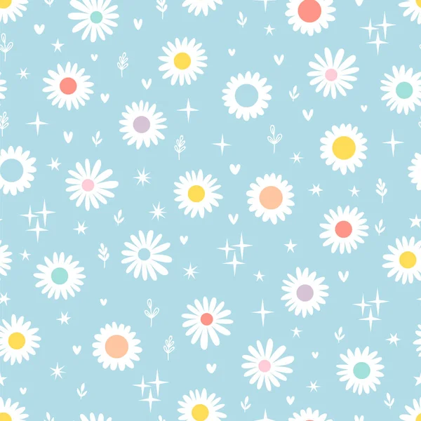 Estampado Floral Con Manzanilla Patrón Sin Costuras Daisy Diseño Ideal — Vector de stock