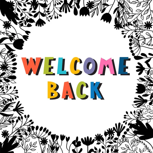Tekrar hoş geldin. İlham verici ve motive edici bir ifade. Alıntı, slogan. Poster, pankart, kartpostal tasarımı. Vektör illüstrasyonu