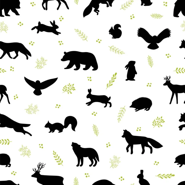 Bezproblémový Vzor Divokými Lesními Zvířaty Woodlandský Život Pozadí Pro Textil — Stockový vektor