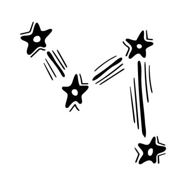 El çizimi takımyıldızı, yıldızlar. Sihirli element. Astronomi. Ezoterizmin, mistisizmin, büyücülüğün sembolü. Vektör illüstrasyonu