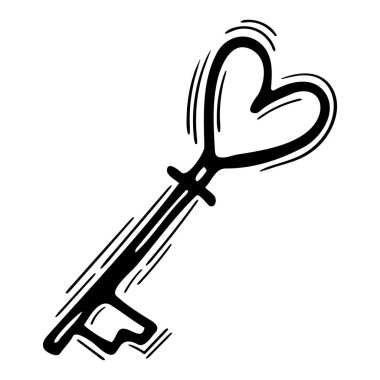 Elle çizilmiş anahtar. Ezoterizmin, mistisizmin, büyücülüğün sembolü. - Gizli. Sihirli element. Vektör illüstrasyonu