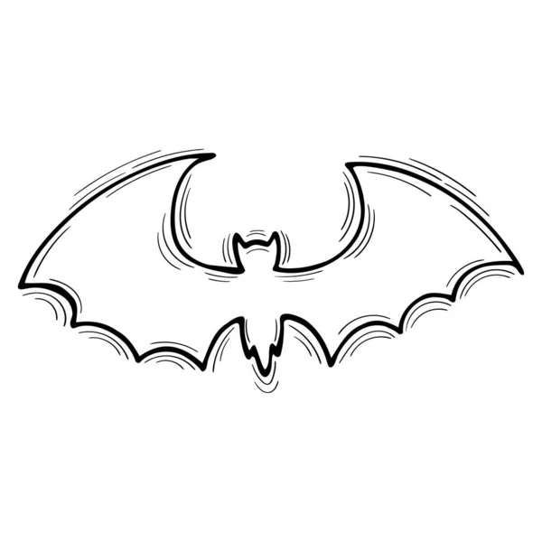 Hand Drawn Bat Doodle Style Silhouette Animal Halloween Sketch Vector — Stock Vector