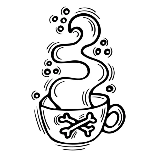 Hand Drawn Magic Cup Love Potion Doodle Alchemist Mug Poison — Stock Vector