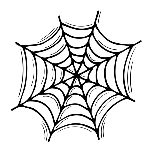 Păianjen Desenat Manual Fundal Halloween Cobweb Stil Doodle Ilustrație Vectorială — Vector de stoc