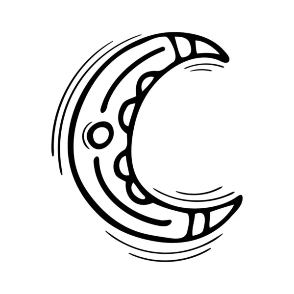 Kézzel Rajzolt Hold Varázslatos Jel Asztrológiai Szimbólum Doodle Félhold Vektorillusztráció — Stock Vector
