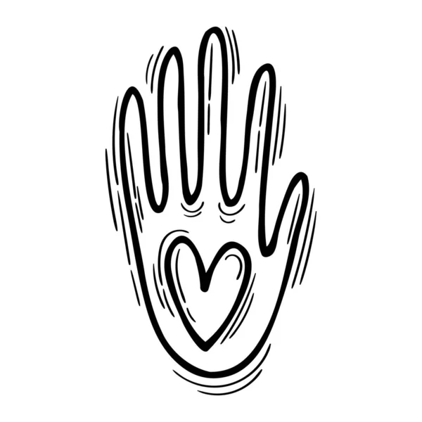 魔法の手だ 神秘的な要素 占星術 手描きの魔法のヴィンテージサイン ベクターイラスト — ストックベクタ