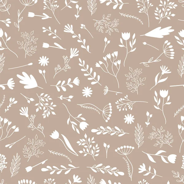 Seamless Pattern Hand Drawn Flowers Cute Floral Background Texture Fabric — Vector de stock