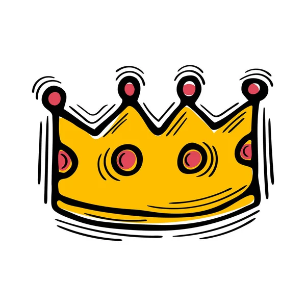 Handgetekende Kroon Doodle Icoon Schets Stijl Een Koninklijke Tiara Vectorillustratie — Stockvector