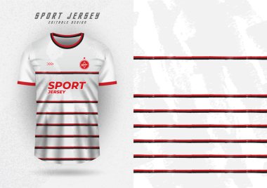 Spor forması, forma, koşu tişörtü için arka plan modeli, kırmızı ve siyah çizgili beyaz.