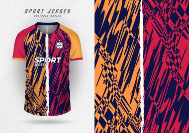 Spor takımı formaları, formalar, koşu formaları, sarı ve kırmızı çizgili lacivert çizgiler için arka plan modeli..