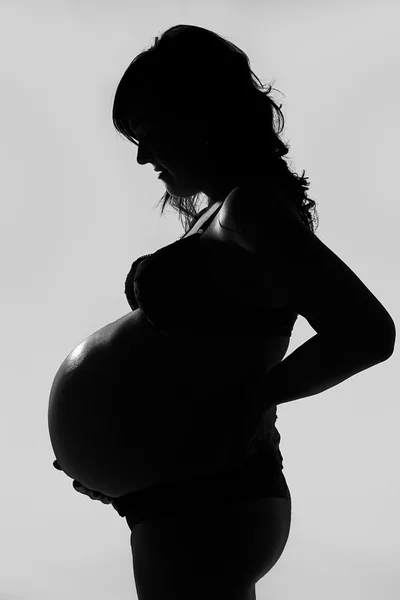 Silhouette of pregnant woman — Stock Photo, Image