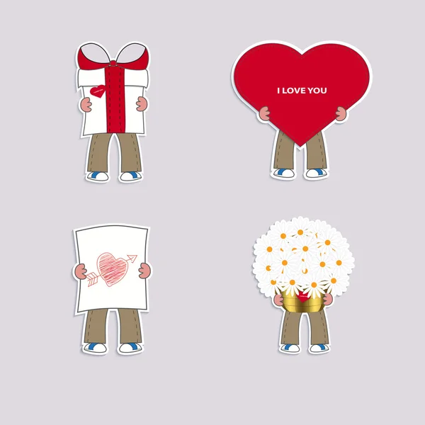 Sevgililer günü için romantik bir set. Çocuk farklı hediyeler ile.